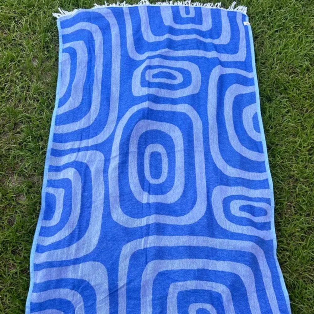 Modern in Blues Towel Travel Blanket Wrap FLiPSiDE 2 Side Woven Organic